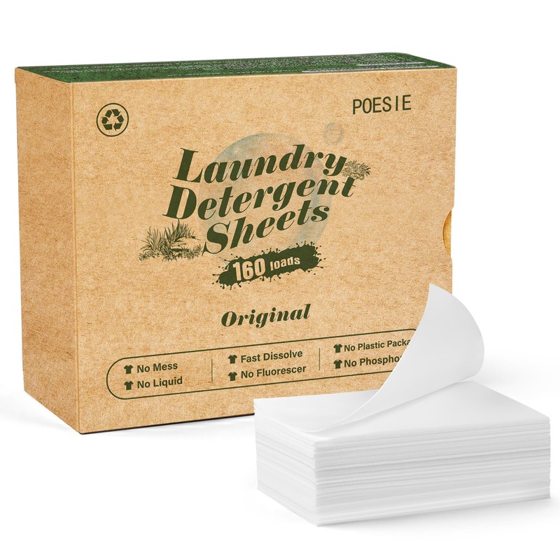 Poesie Laundry Detergent Sheets Original（Rainy Glass） Scent 160 Count Camping
