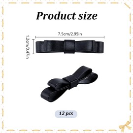 FREEBLOSS 12 Set PU Leather Bow Luxury DIY Hair Bow Blanks Small Leather Bows Tie Collar Handmade PU-Leather Hair Accessories Black PU Headwear Clip