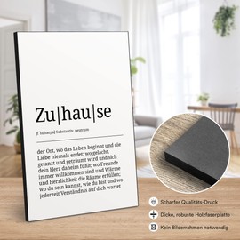 ARTFAVES® Wooden Picture - German Word Explanation / Duden Definition: Zuhause – Black and White Decorative Wall Picture Wooden Sign with Slogan 19 x 28 x 1 cm / Living Room / Bedroom