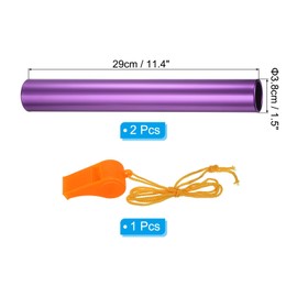 PATIKIL Relay Track Baton,2 Pack Aluminum Tube Field Running Race Stick with Whistle Corrosion Resistant for Outdoor Athletics Sport Game Practice Tool, Purple
