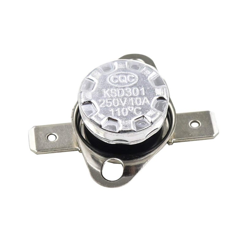 BokWin 2PCS KSD301 Thermostat 110°C 250V Normally Closed N.C Snap