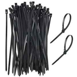 Releasable Reusable Zip Ties ZZLZX 100PCS 200 x 5mm/8 x 0.2 inches Heavy Duty Plastic Tie Wire Thick Black Nylon Cable Wire Ties for Multi-Purpose Use Indoor And Outdoor Cable Ties