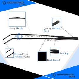 Odontomed2011 Aquarium Tweezers Stainless Steel Curved Tweezer with Carbonation Protection Coating Against Rust Long Aquarium Tools for Aquatic Tank Plants Reptiles Spider Snakes Lizards 15 inch Black