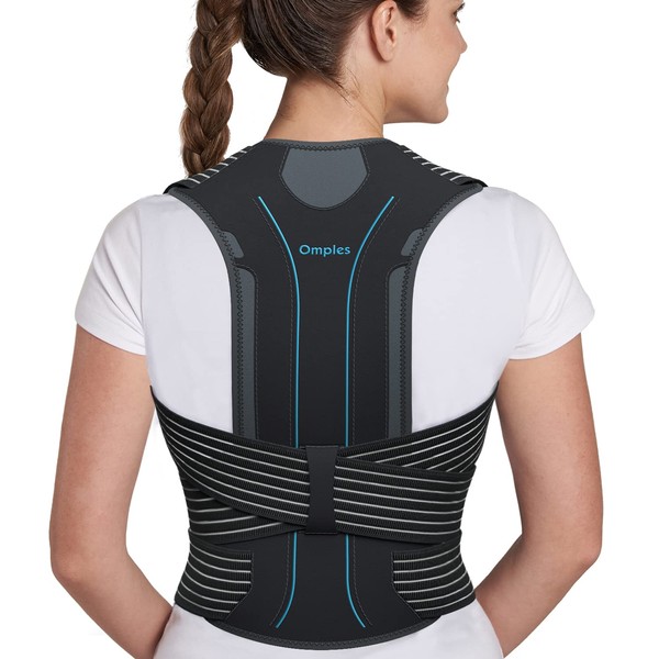 Omples Corrector de postura para mujeres y hombres, soporte de espalda superior para postura escoliosis, soporte de espalda torácica, enderezador de espalda torácica, soporte vertical para corrección corporal y alivio del dolor de cuello (4)