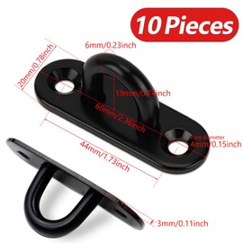 PUERHUACI Pack of 10 Stainless Steel Eye Plates, Ceiling Hooks, M6, Eye Plate with Eyelet, Stainless Steel Eyelet Plate for Awning Ceiling Attachment