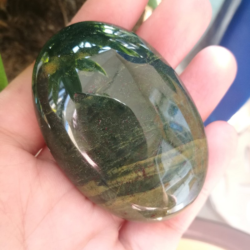 Manekieko Natural Ocean Jasper Worry Stones Oval Palm Pockets Healing