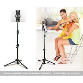 Aidata US-5009B ViewStand Universal Tablet Tripod Base, Height Adjustable Pole from 70 - 146cm (27.6" to 57.5"), Strong Spring Bracket Fits Most 7.9" to 13" Tablets, Comes with Carry Bag