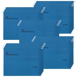 A4 Hanging File Folders, 25 Pcs Recycled Card File Folders for Filing Cabinet with Tabs and Card Inserts, Hanging Files Storage Folders for Office and School, Blue