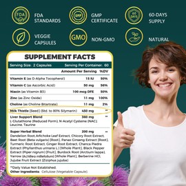 Milk Thistle Supplement for Liver Cleanse Detox & Repair, Liver Supplement with 450 mg Milk Thistle Extract (80% Silymarin) for Liver Support and Health, GMO-Free, 120 Veggie Capsules (60 Day-Supply)