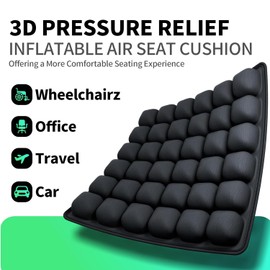 Quintin Travel Cushion,3D Air Cell Inflatable Air Seat Cushion with Storage Bag, Portable Travel Comfort Pad for Car, Office Chair, Wheelchair (Grey)