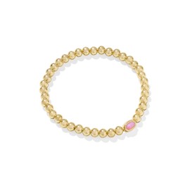 Kendra Scott Mini Elaina Stretch Bracelet, Gold-Plated Brass, Carnation Kyocera Opal, Fashion Jewelry for Women