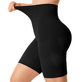 Nebility Tummy Control Shapewear for Women Butt Lifting Shapewear High Waist Body Shaper Shorts Seamless Thigh Slimmer(Black,Large)