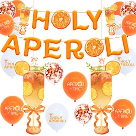 Syoulin Aperol Party Decoration, Summer Carnival Birthday JGA Hawaii Beach Party Aperol Orange Garland Aperol Balloons Interactive Decoration Signs for Cocktail Glasses
