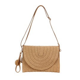 1 Piece Straw Bag, Straw Clutch Bag, Woven Bag, Rattan Shoulder Bag, Beach Bag, Elegant Ladies Bag, Clothing Accessories