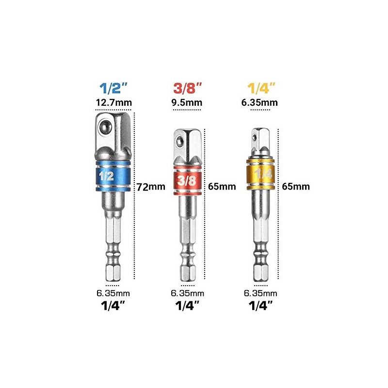 TSUCIA 14 Pcs Electric Screwdriver Drill Bit 3 Socket Adapters