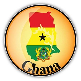 JJH Inc Ghana Map Flag Label Vinyl Decal Sticker Waterproof Car Decal Bumper Sticker 5"