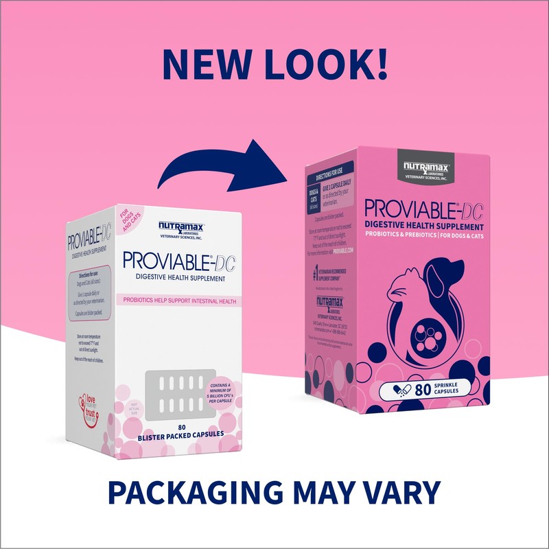 Nutramax Proviable Probiotics for Dogs and Cats, Daily Digestive Health
