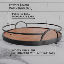 Lazy Susan Organizer - 10'' Wooden Lazy Susan for Table Top - Lazy Susan Turntable for Cabinet - Kitchen Countertop Organizer - Condiment Organizer - Small Lazy Susan for Dining Table