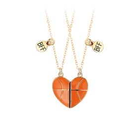 Best Friends BFF Necklace for 2 Geometric Matching Basketball Love Heart Necklace for Women Men Sports Lovers Jewelry Gift