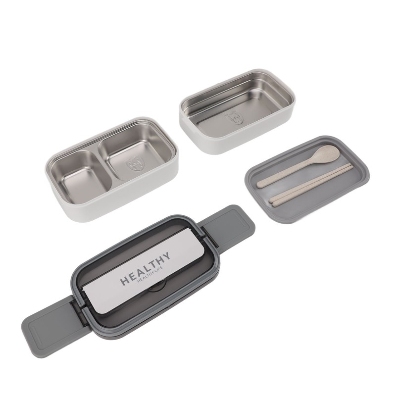 Double Layer Bento Box 316 Stainless Steel Compartment Portable Lunch