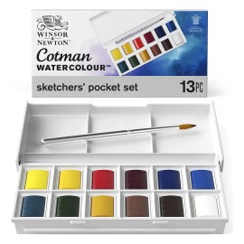 Set Acuarelas Cotman Wisor & Newton X 12 C. + 1 Pincel