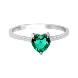TISHAVI Simulated Emerald Ring For Women Sterling Silver,Emerald Ring Sterling Silver,Size 9 Ring for Women Sterling Silver