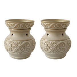 Hosley 2-Pack 5" High Cream Ceramic Electric Warmer. Ideal Gift for Wedding Spa Aromatherapy. Use with Wax Melts Cubes and Fragrance Oils.