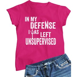 Go All Out Large Cyber Pink Womens in My Defense Funny T-Shirt