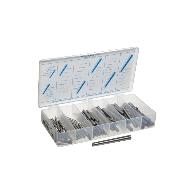Carbon Steel Taper Pin Assortment (100 Pieces), Plain Finish, Inch,