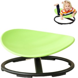 Swivel Chair for Children with Autism, Kids Spin Chair Sensory Training Body Coordination Training, Metal Base Non-Slip Small Desk Chair for Sports Fun Games(Green)