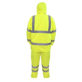 JORESTECH Safety Rain Set / Jacket Reflective High Visibility Yellow JK-03 / Pants Lime ANSI 150D Heavy Duty PANTS-03 (Small)