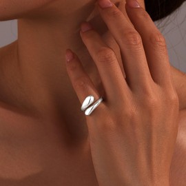 Inerney Gold Chunky Rings for Women Non Tarnish, 14K Gold Plated Adjustable Rings for Statement, Stackable Thumb Pinky Bands Comfort Fit Size 7-9 for Jewelry Gift, Metal, No Gemstone