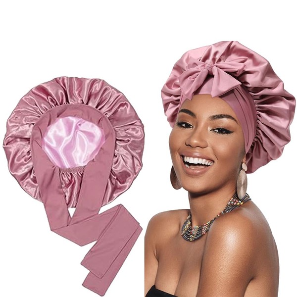 Silk Bonnet for Women Sleeping Hair RUIFUNETEK Double Layer Satin