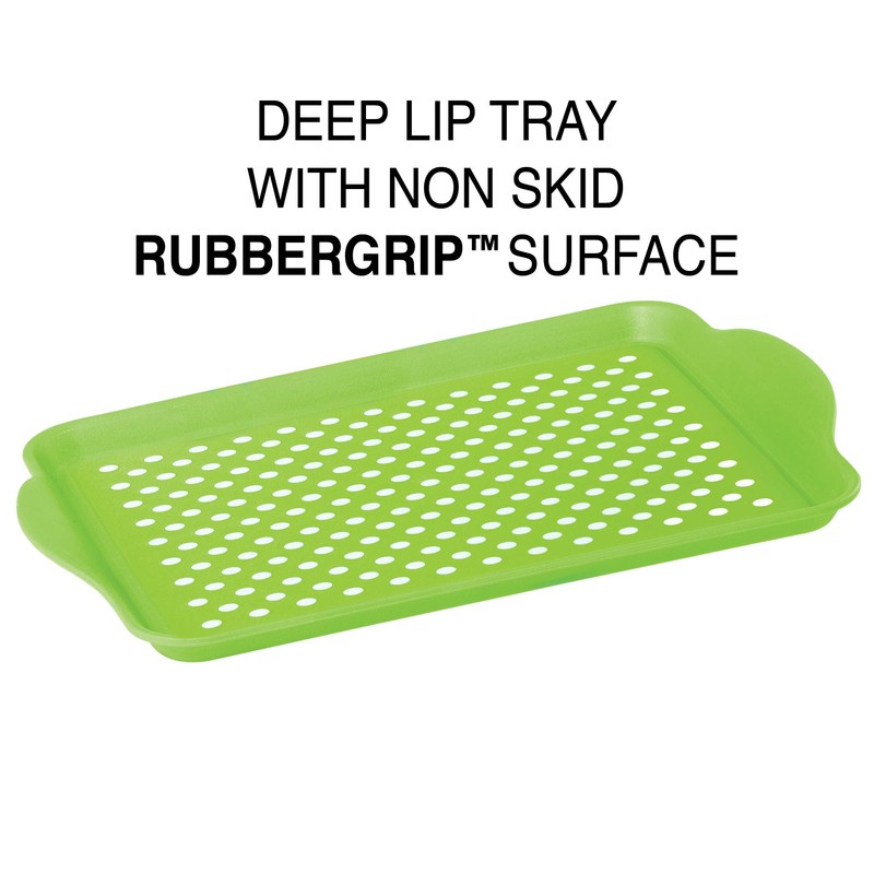 Oggi Rectangle Non Skid Rubber Grip Serving Tray, Green