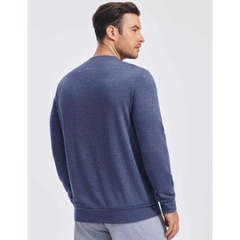 PINSPARK Men Crewneck Sweatshirt Lightweight Long Sleeve Running Sweat Shirts Casual Pullover Tops with Zipper Pocket Navy