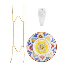 Plate Hangers for The Wall Suitable for 10-14 inch Small Decorative Plate, Invisible Stainless Steel Plate Hangers for Display with Wall Hooks, for Plates/Platter/Dish/Picture(Gold)