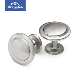 HOMOTEK 15 Pack Cabinet Knobs Drawer Pulls Zinc Stepped Round Dresser Handles,Kitchen,Cupboard, Bathroom, Wardrobe, Cabinet Hardware,Brushed Nickel
