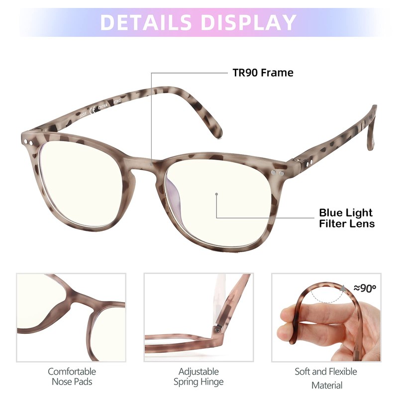 JOOX Reading Glasses for Women and Men, Square Blue Light