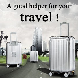 Alledomain Transparent Travel Luggage Cover Waterproof Dust-Proof PVC Protectors Include 1 Luggage Tag - Fits for 30 Inch Suitcase (53cm L x 34cm W x 72-76cm H)