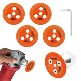 5PCS Mini Diamond Engraving Saw Blade - 1-9/16 Inch (40mm) Cutting Disc with 1pc 5/8''-11 Thread Flange for Marble, Granite, Artificial Stone, Porcelain Tile, Ceramic