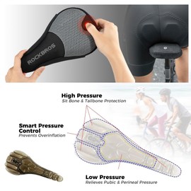 ROCKBROS Padded Bike Seat Cover for Women/Men Soft Comfortable Memory Foam Bicycle Saddle Cushion Exercise Road Mountain Bike Saddle Cushion with Waterproof Rain Cover Grey L