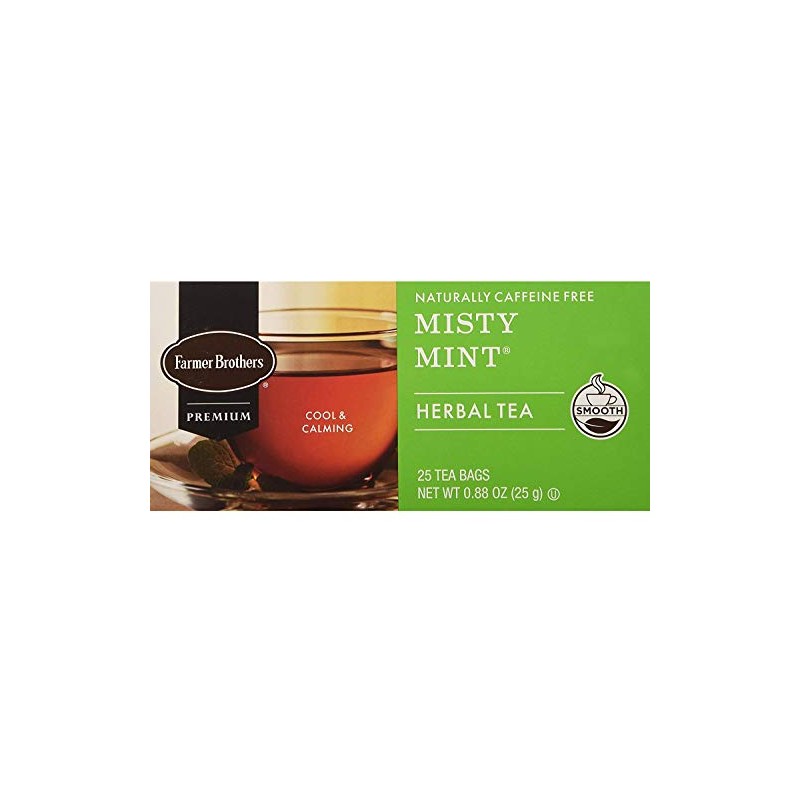 Farmer Brothers Misty Mint Herbal Tea Tea- 25 bags Caffeine
