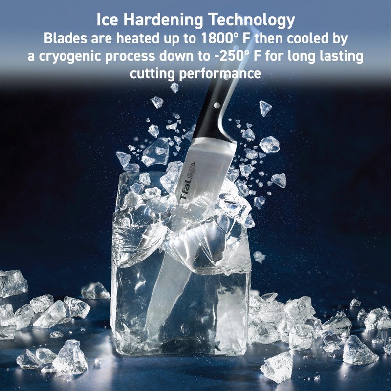 T-fal Ice Force German Stainless Steel Santoku Knife 7 Inch,