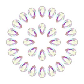 sourcing map 50Pcs 10 x 14 mm Teardrop Rhinestones Acrylic Pointed Back Rhinestone Beads Gems for Jewelry Making Costume Crystal Embellishments Crafts, Multicolor