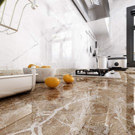 LaCheery Extra Wide Contact Paper 36"x160" Brown Marble Contact Paper for Countertops Waterproof Peel and Stick Marble Countertop Peel Stick Faux Granite Wallpaper for Kitchen Bathroom Counter Cover