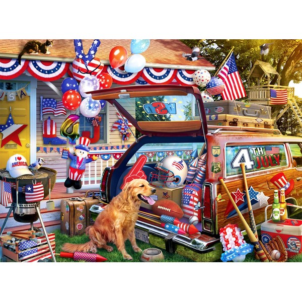 Buffalo Games - Patriotic Road Trip - 1000 Piece Jigsaw Puzzle, Red