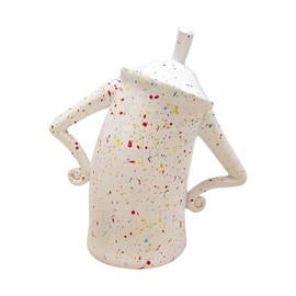 Coffee Bean Canister Cute Food Storage Desktop Ornaments Jar with Airtight Lid for Kitchen White S