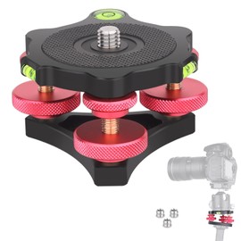 ARTCISE Leveling Base Tripod Head Plate +/-5 Degree Precision Adjustment Bracket, Bubble Level, Triple Wheel Precision Adjustment, Camera Leveler Stand, 3 Axis Tri-Wheel Head, Digital SLR Camera, Max Load Capacity 15kg