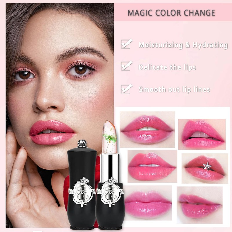 firstfly firstfly Pack of 6 Crystal Flower Jelly Lipstick, Long