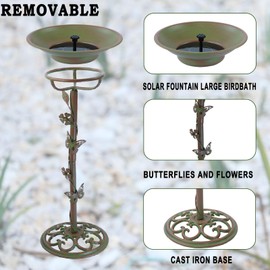 MNRYLKB 28.5" H Solar Bird Bath for Outside,Solar Fountain and Cast Iron Bird Bath,Metal Bird Baths Bubbler,Birdbaths for Outdoors,for Garden Outdoor Decoration